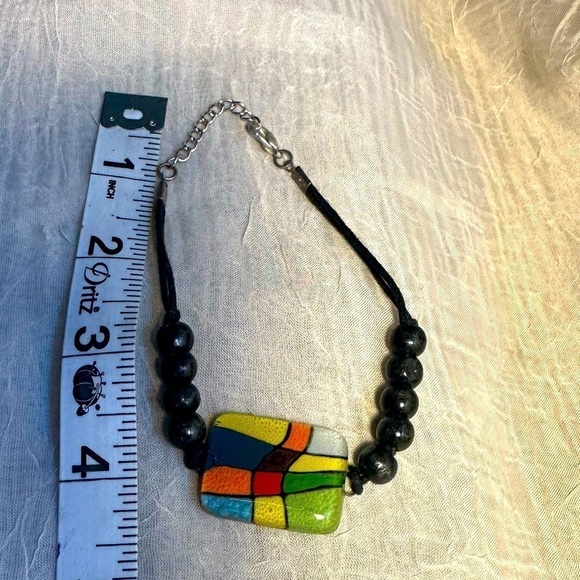 Colorful Necklace and Bracelet stained glass-like design Jewelry Set - Picture 7 of 7